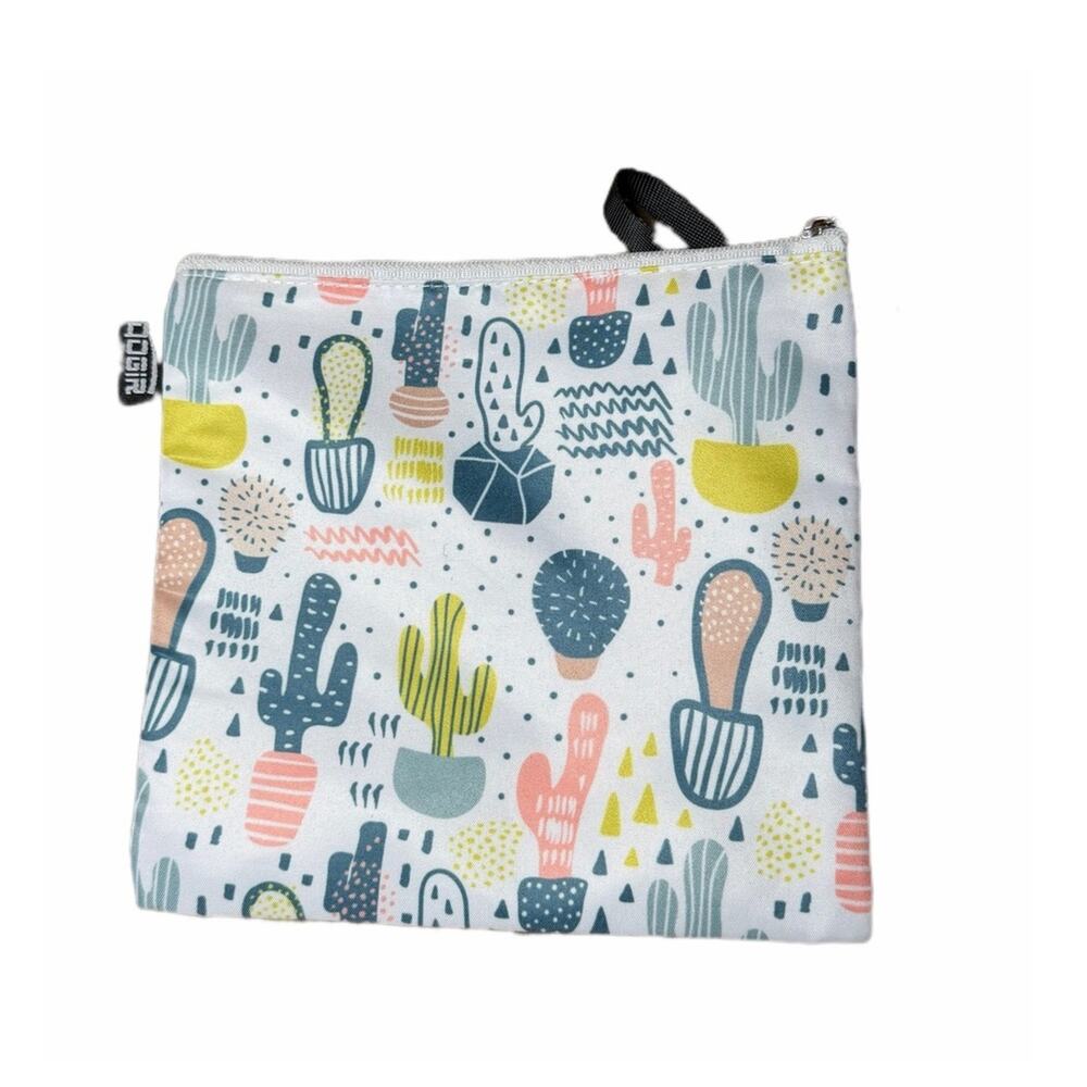 Cactus Print zipper Pouch with wrist strap  Multicolor